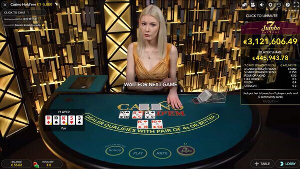 Jackpot winnen op Casino Hold'em