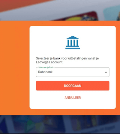 uitbetalingsbank kiezen leovegas