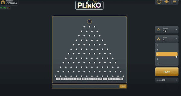 Plinko aantal balletjes kiezen