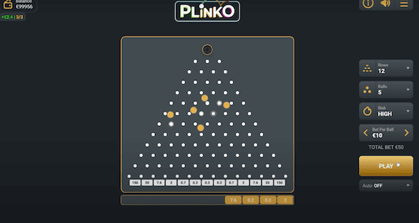 het plinko spel gaat van start