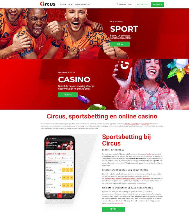 Registreren bij Circus Casino homepage