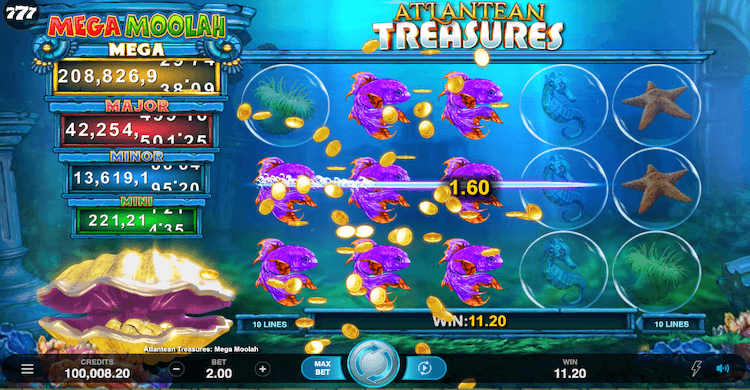 Atlantean Treasures Mega Moolah van Neon Valley Studios