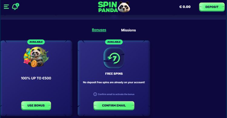 Spin Panda No deposit bonus free spins