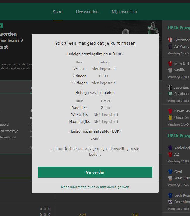 Bevestig je e-mail adres bij Bet365