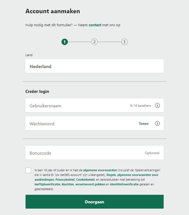 Bet365 account aanmaken