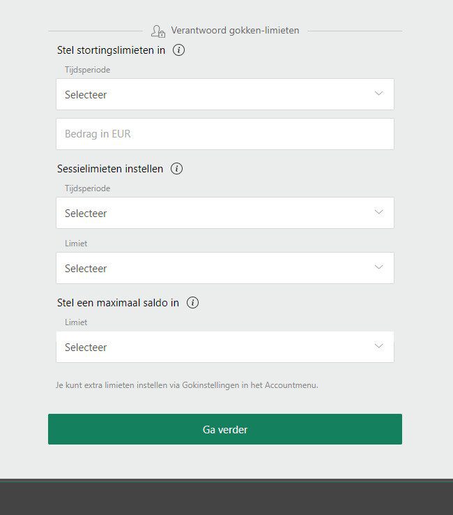 Stel je limieten in voor Bet365