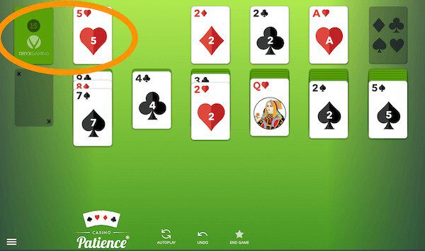 Stap 3 bij Casino patience: extra kaarten