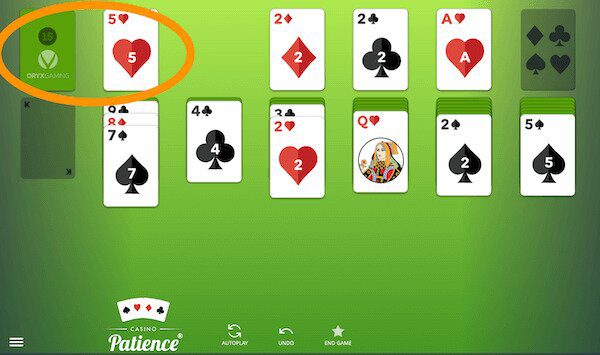 Stap 3 bij Casino patience: extra kaarten