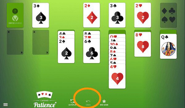 Stap 4 bij Casino patience: De undo knop