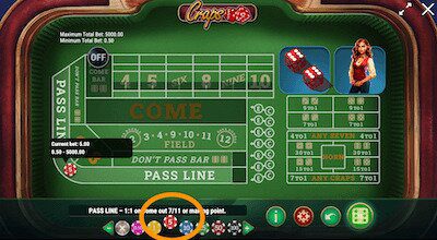 Kies je inzet bij casino craps online