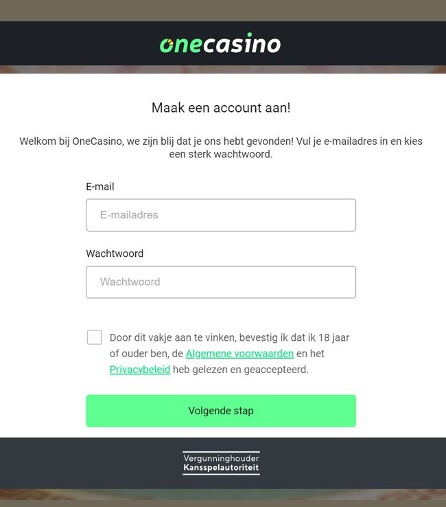 One casino account registreren