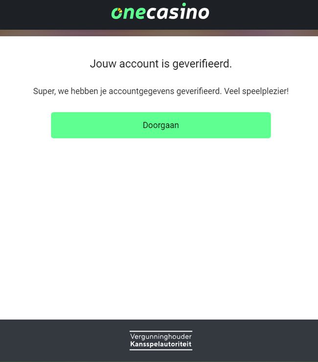 account geverifieerd One casino