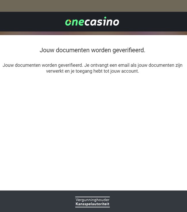 Document verificatie One casino registratie