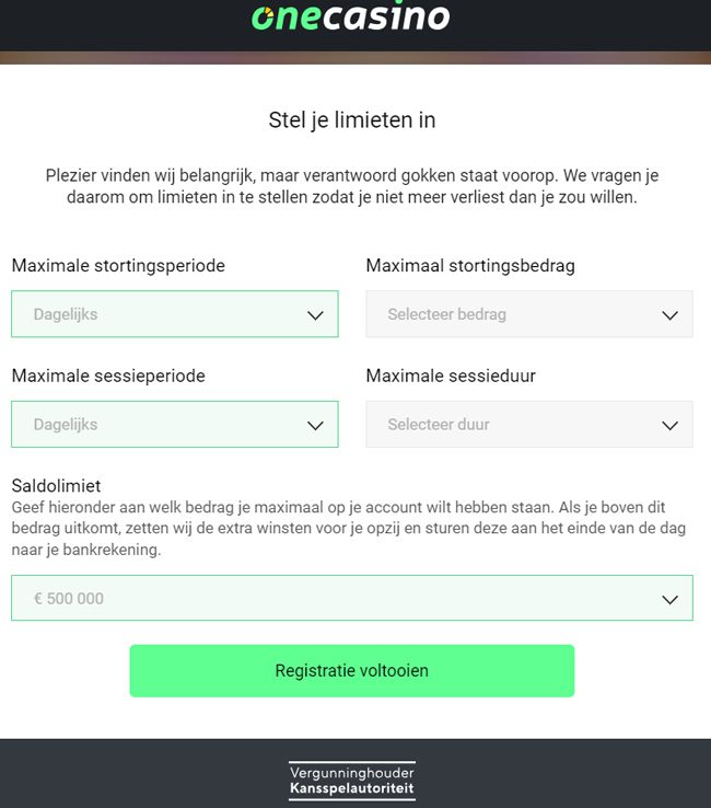 Limieten instellen one casino