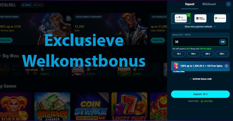 Crystal Roll exclusieve welkomstbonus