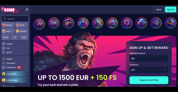 Booms.Bet 5 euro desposit casino