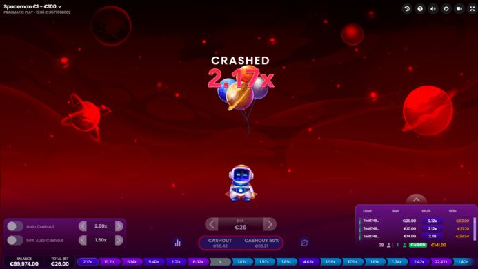 Spaceman crash game spel
