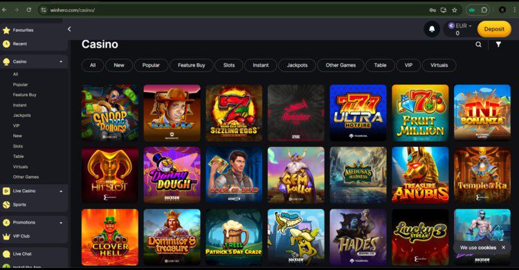 Winhero casino spellen