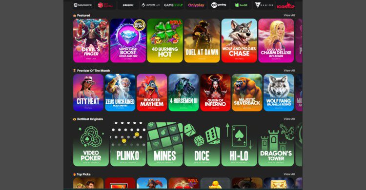Betblast casino spellen