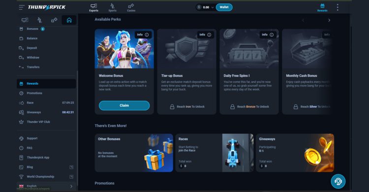 Thunderpick
- Bonussen