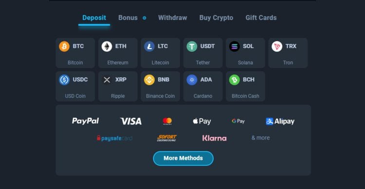 Thunderpick
- Betaalmethoden