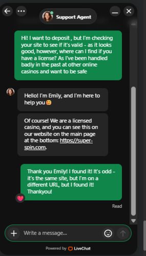 Super Spin live support