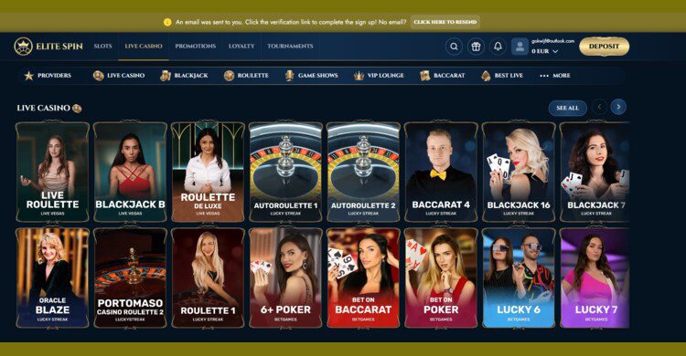Elite Spin Casino Live Casino