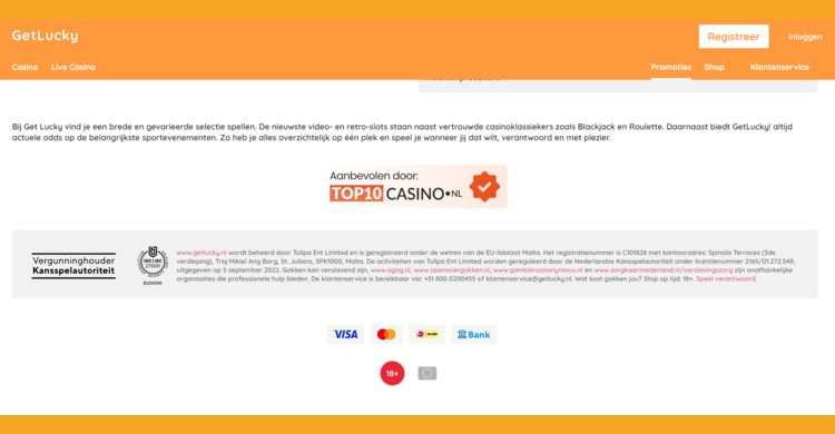 GetLucky Casino Review - footer