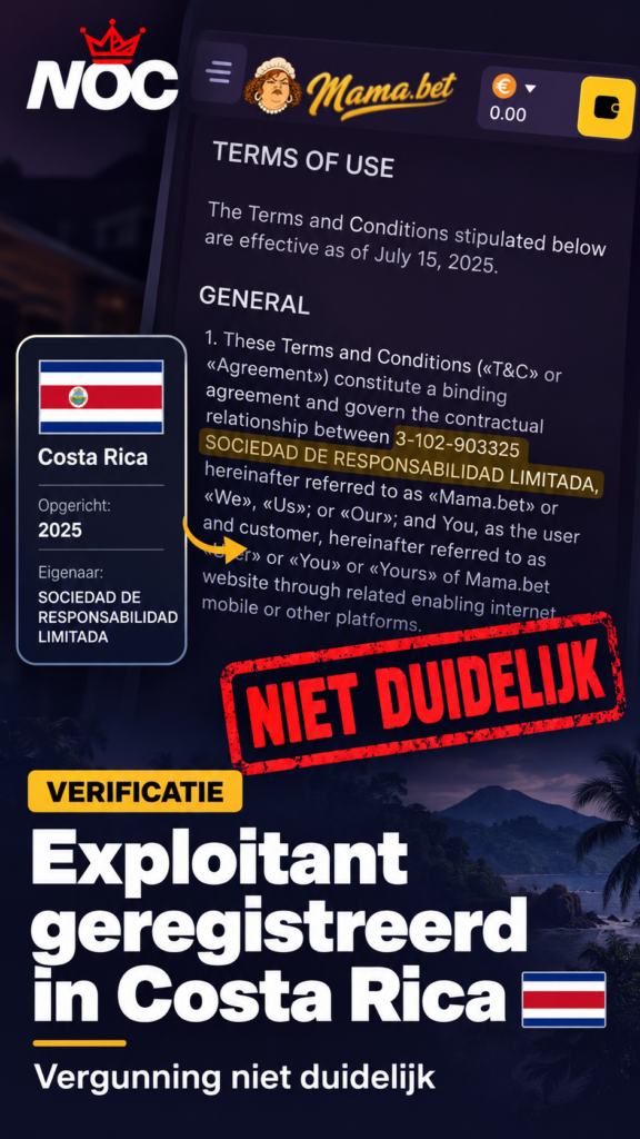 Mama.bet Costa Rica - geen vergunning gevonden - NOC onderzoekt