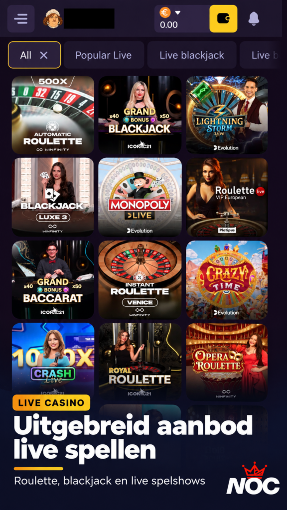 Mama.bet Live casino spellen