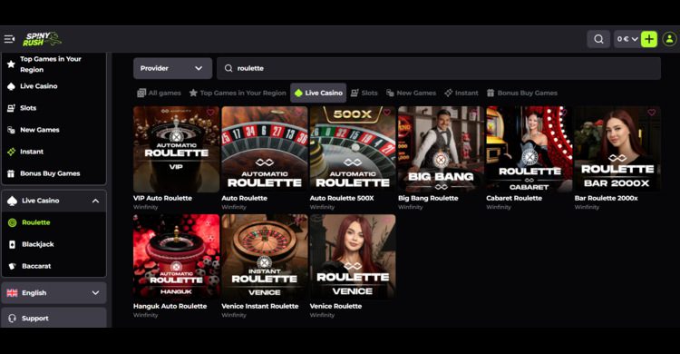 Spinyrush casino live spellen
