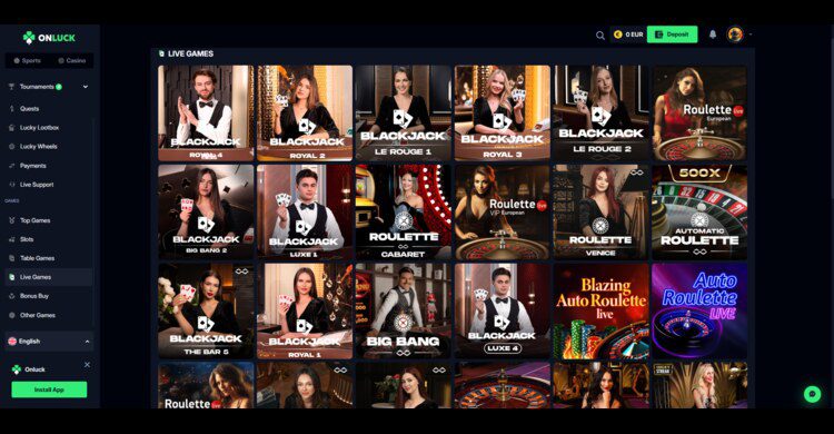 Onluck Casino Live Spellen