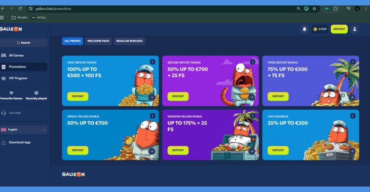 Galleon.bet casino promoties en bonussen
