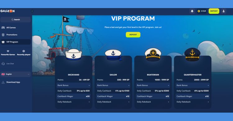 Galleon.bet casino - VIP