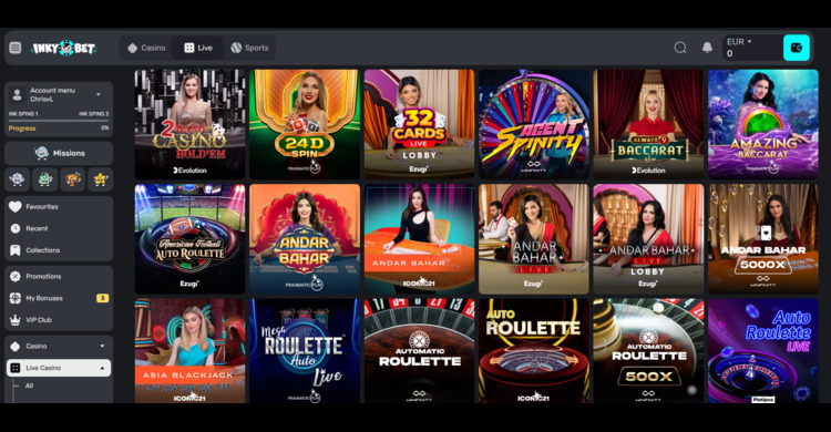 Inkybet casino live spellen