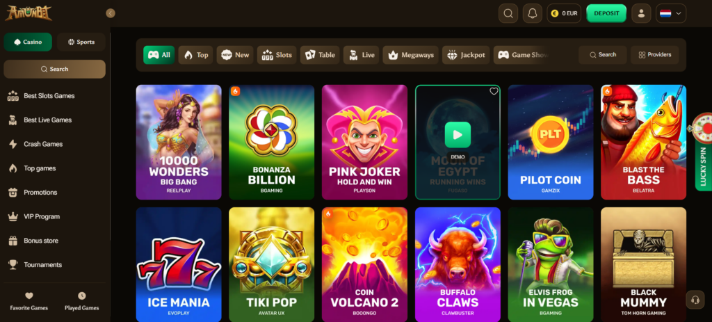 Amunbet casino zonder cruks - spellen