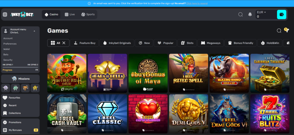 Inkybet casino spellen