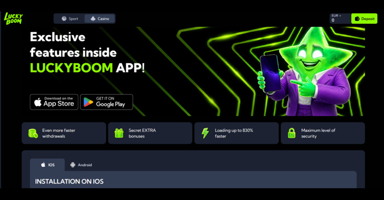 LuckyBoom casino review - App