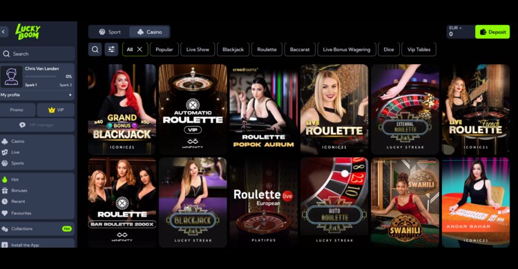 LuckyBoom casino spellen - live casino