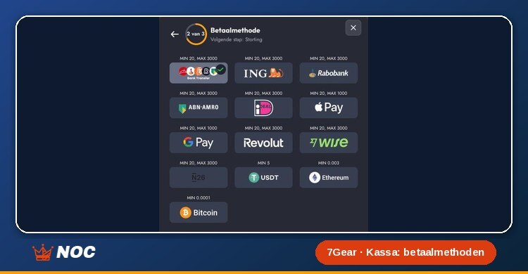 7Gear Casino betalingen